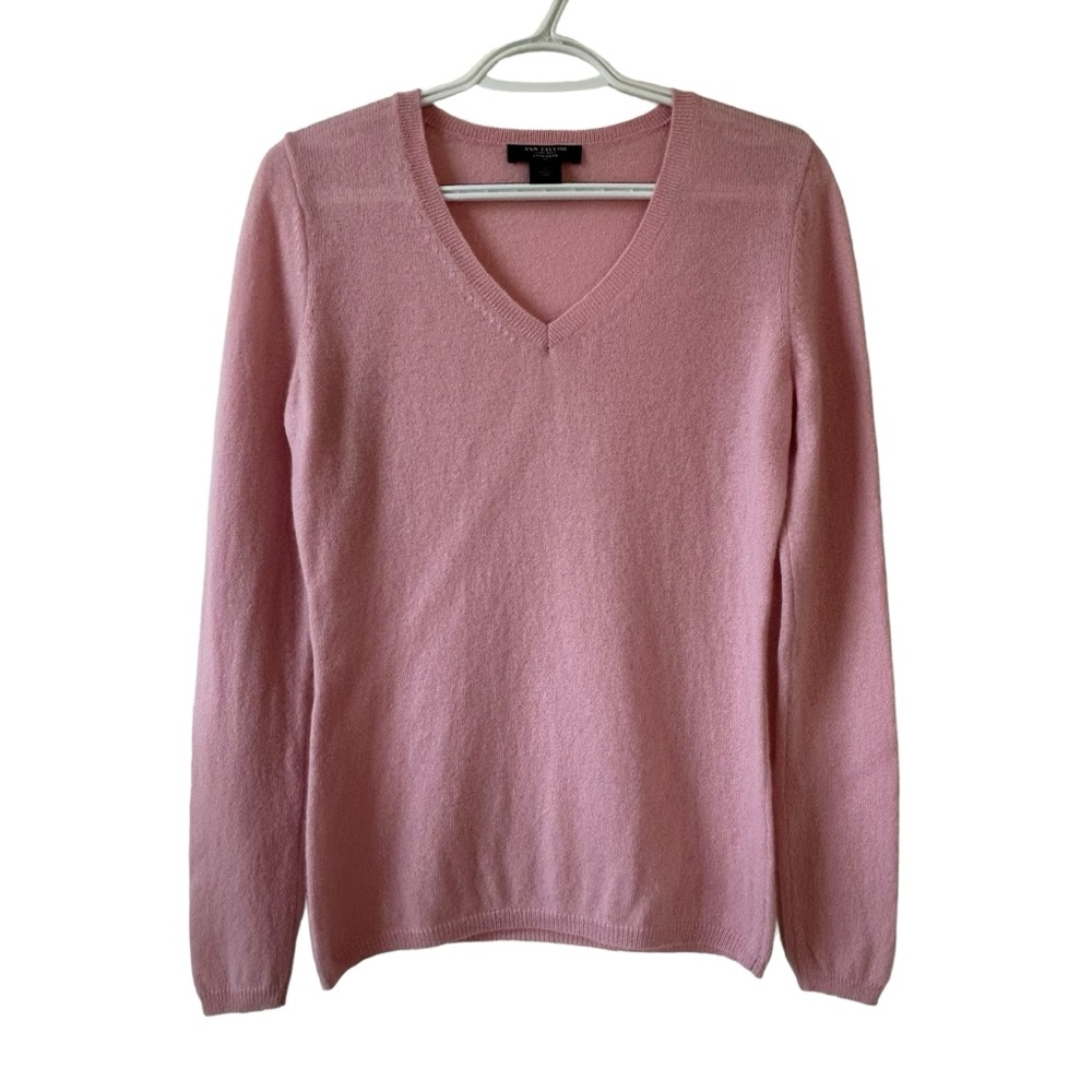 Ann Taylor Cashmere Light Pink V-neck Sweater Pullover Sz S Soft Light